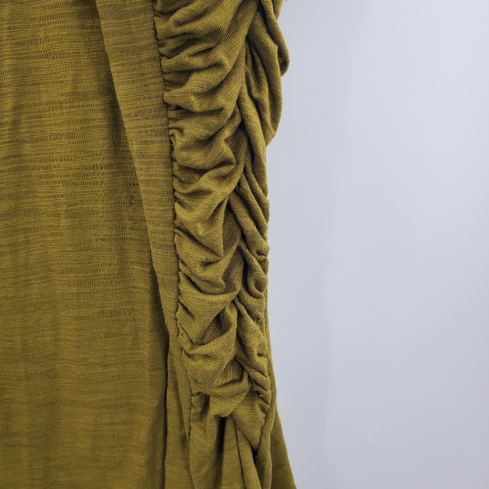 Free People Olive Green Long Sleeve Ruched-Sleeve Tee - Picture 4 of 5